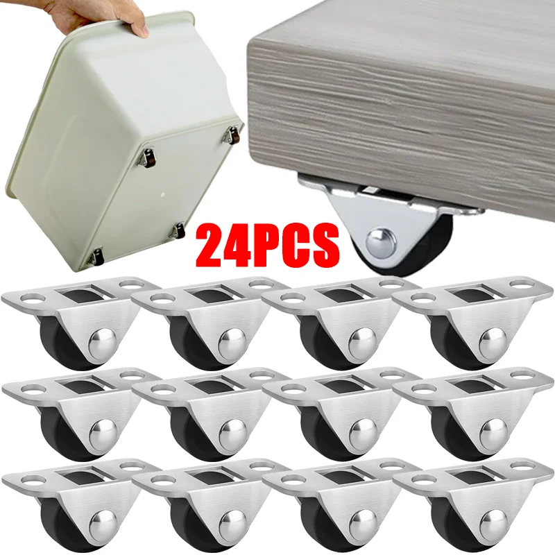 Tiny Caster Wheels TPR Rubber Rolling Wheels for Small Appliances Storage Box Sliding Door Silent Furniture Fixed Castors Wheel