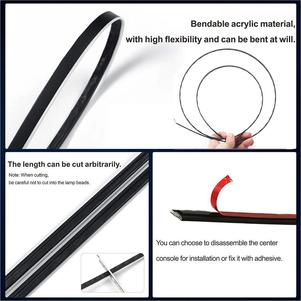 Lumiteres d'ambiance Led 18 en 1 pour voiture، symphonie، تطبيق Bluetooth، banderole de couleur RGB 214، bande acrylique ar