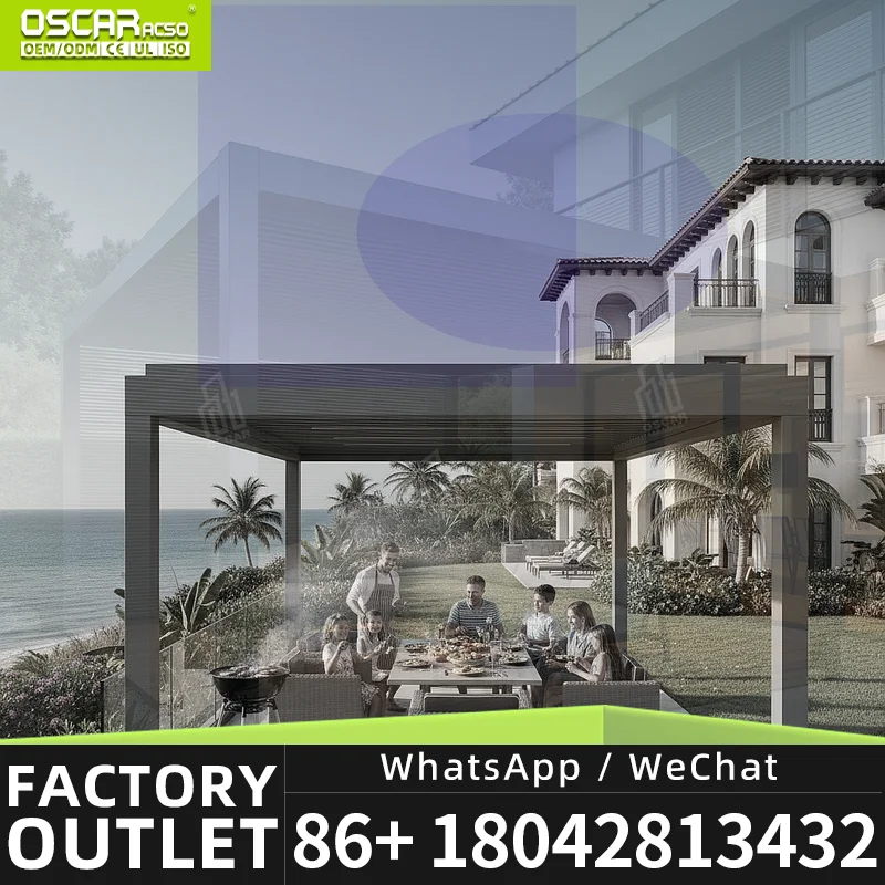 3X3 3X4 4X4 6X4m Outdoor Waterproof Luxury Modern Aluminium Louver Roof Metal Garden Structure for Patio Backyard Balcony pergol
