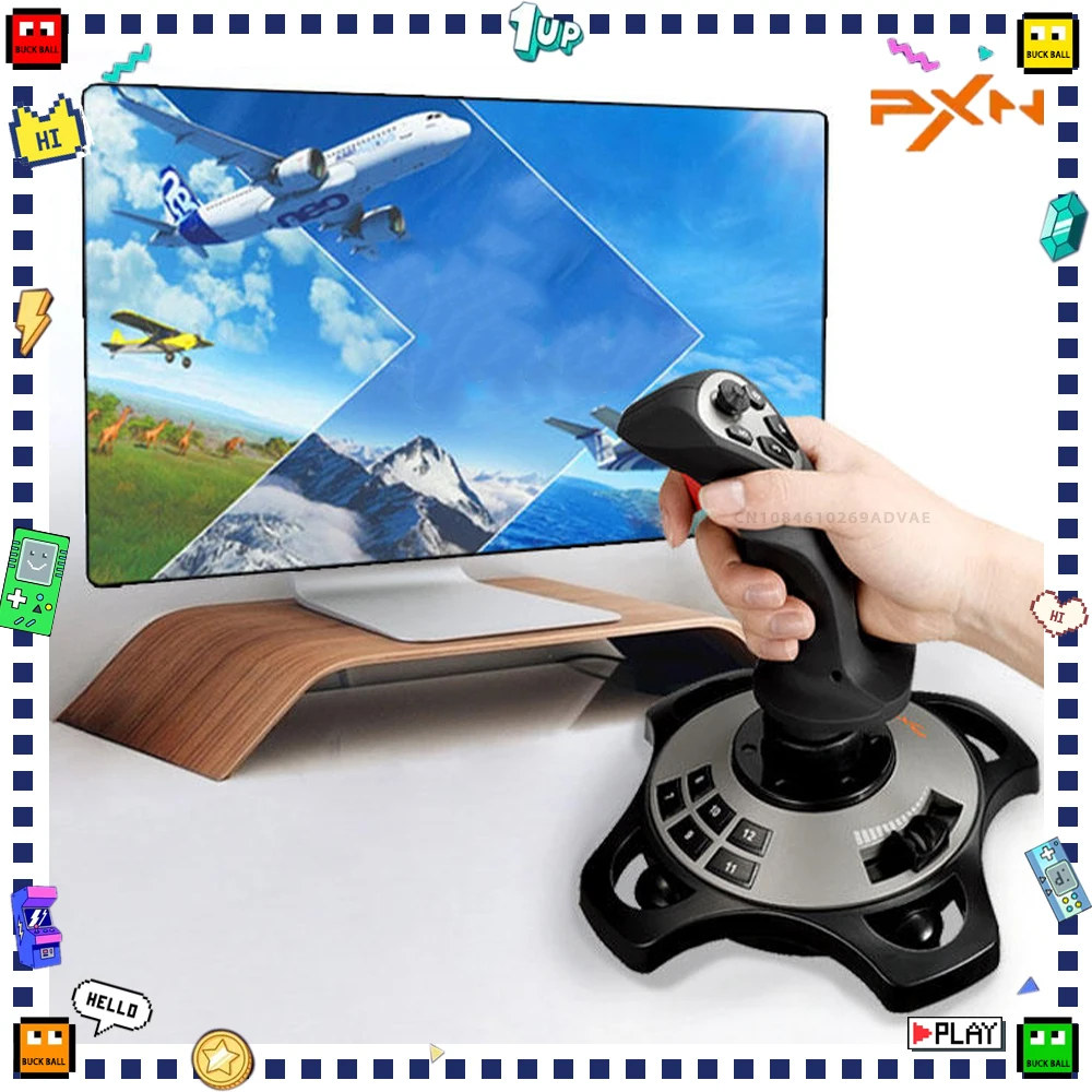 Pxn 2113 Pro Flight Gaming Rocker Otto direzioni Coolie Hat Controller per aereo programmabile vibrante per accessori per PC di gioco