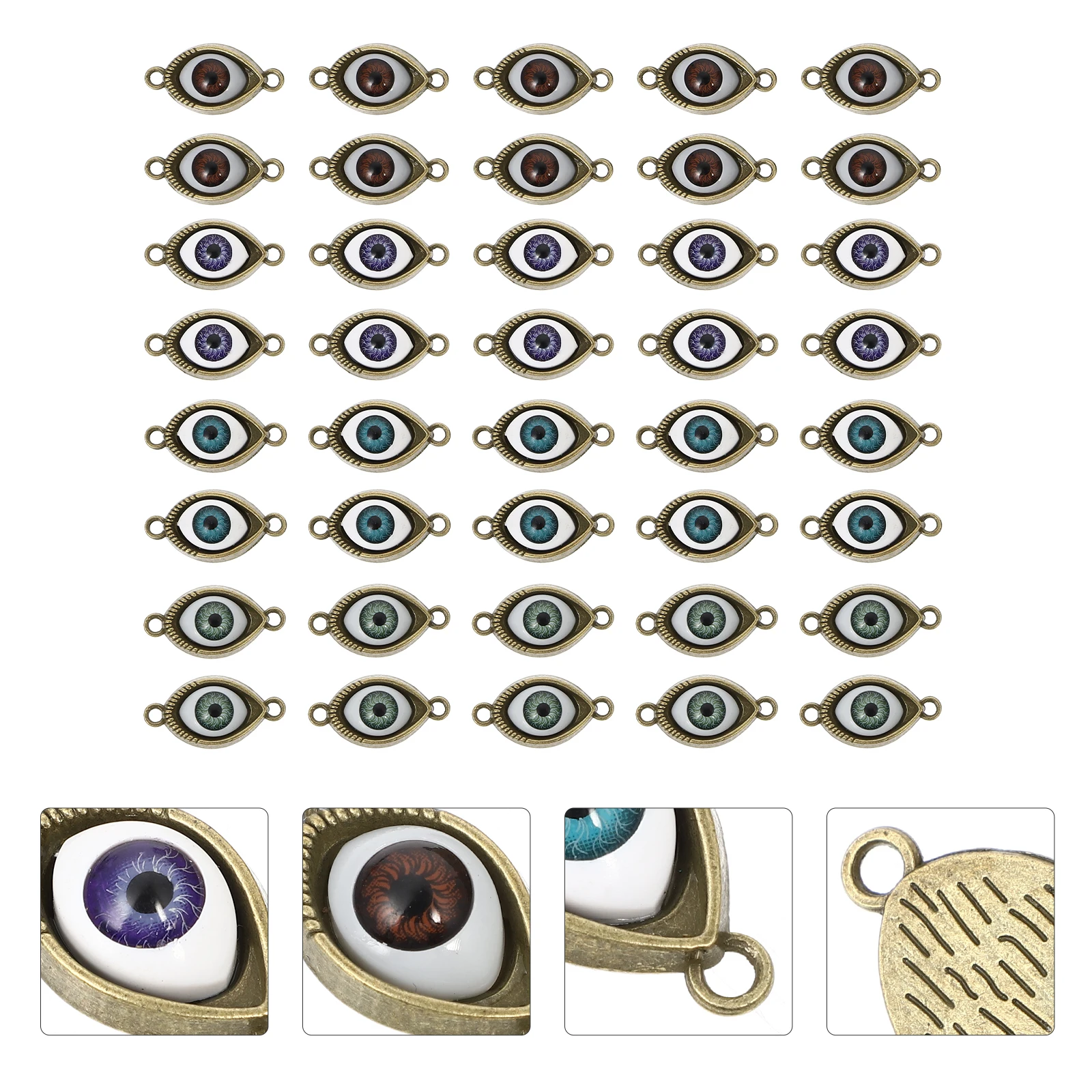 

40pcs Vintage Alloy Pendant Evil Eye Charms for Jewelry Making Craft Accessories Necklace Bracelet DIY Project