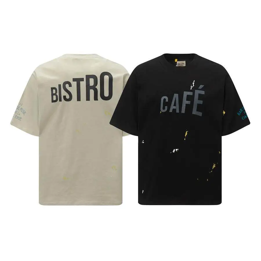 GALLERY DEPT Color splash ink letter print high street retro loose casual short-sleeved summer crew neck T-shirt
