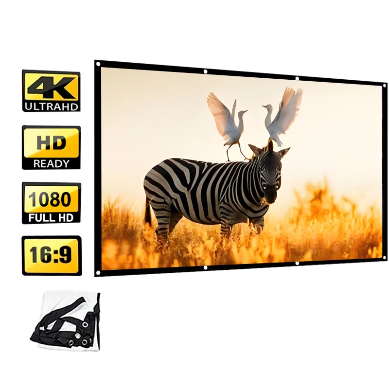 

100-дюймовый складной киноэкран, мобильный большой экран, мобильный кинотеатр. Поддерживает проекцию высокой четкости 4K.