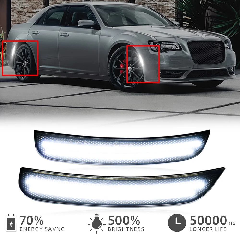 

4Pcs Front Rear Fender LED Side Marker Light for Chrysler 300 2015-2023 Multi-color Turn Signal Indicator Warning Lamp