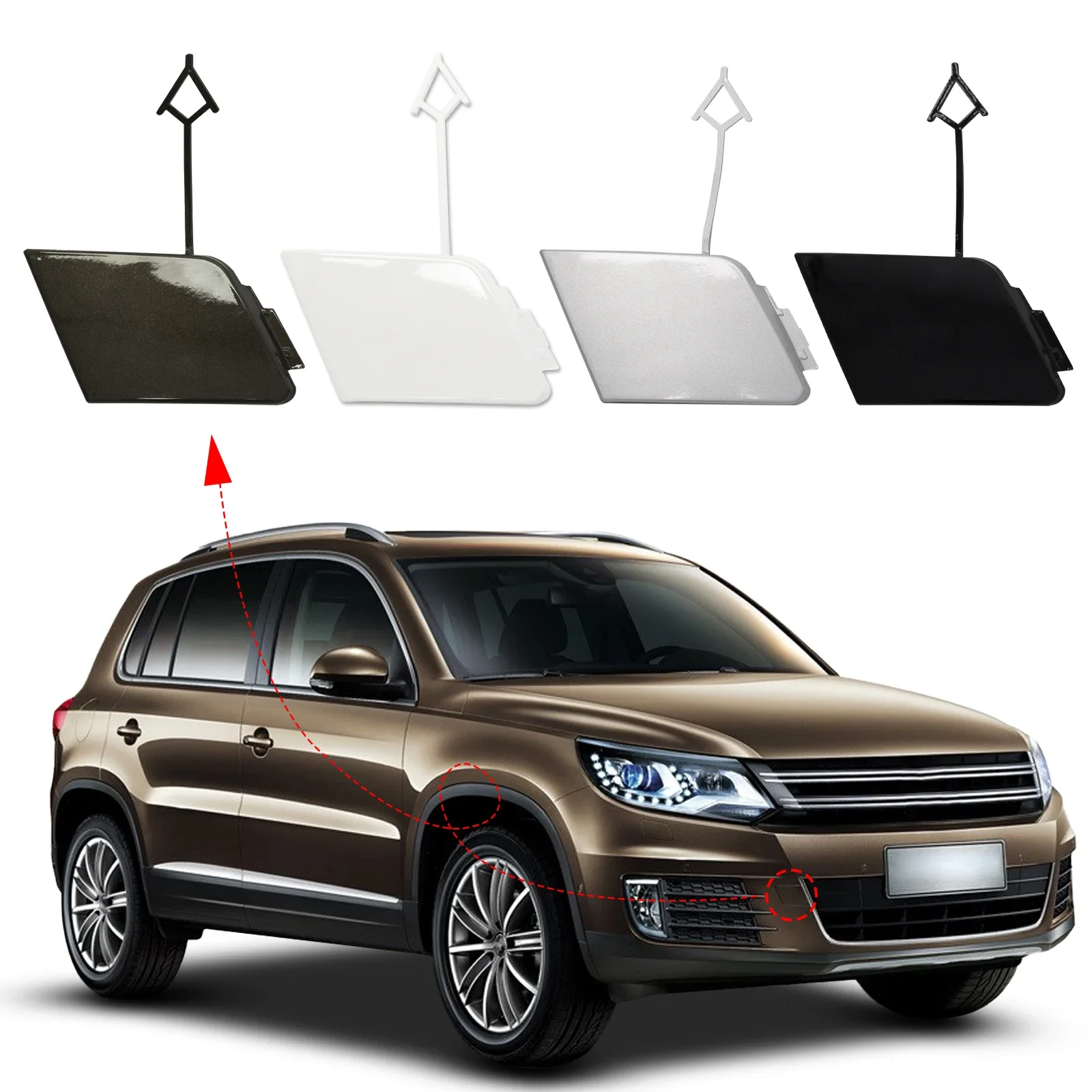 

OLANGDA Front Bumper Tow Hook Cover Cap Towing Eye For VW Tiguan Accessories 2012 2013 2014 2015 2016 2017 5N0807241A