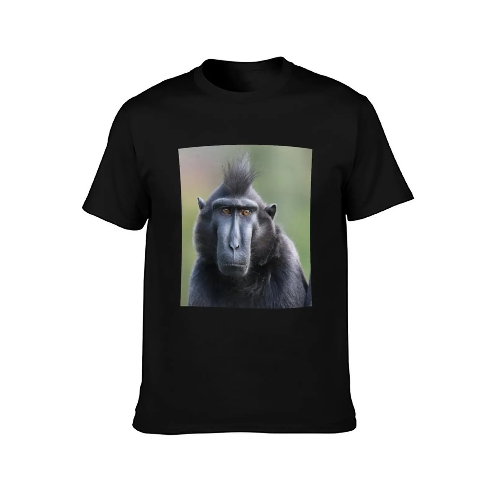 Sulawesi Crested Black Macaque T-Shirt All Match Print Short Sleeve Top T-Shirt