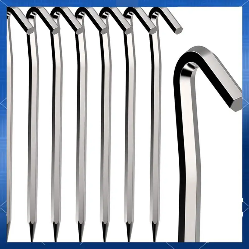 

ABJV Tent Pegs 16 PCS 18Cm Metal Heavy Duty Tent Hooks Aluminum Alloy Rust Free Camping Tent Ground Pegs