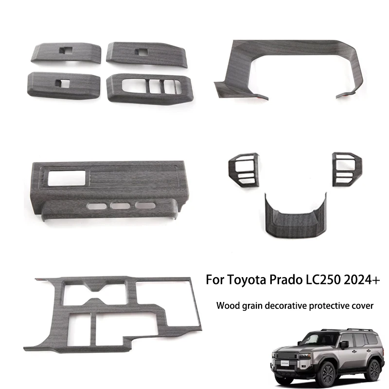 

For Toyota Prado LC250 2024+ Steering Wheel Trim Power Window Switch Rear Air Vent Cover Wood Grain Decoration Accessories