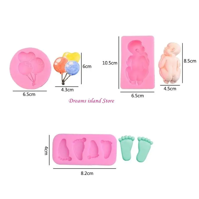 Babys Balloon Feet Fondant Cake Silicone Mold Baby Shower Cake Decorations HX6C
