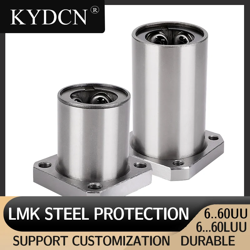

LMK-UU Steel Cage Linear Bearing Square Flange Shaft Bearing LMK10UU LMK16UU LMK20UU LMK25UU For 3D Printer Part CNC