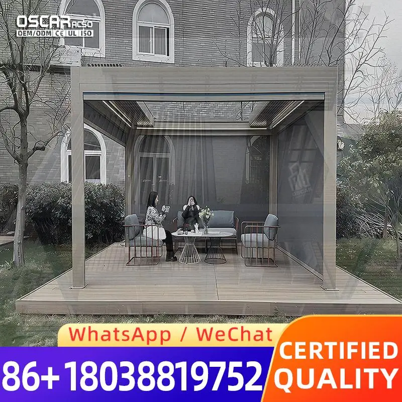 

Выдвижной наружный навес из ПВХ с алюминиевой рамой для сада, патио и двора, беседки