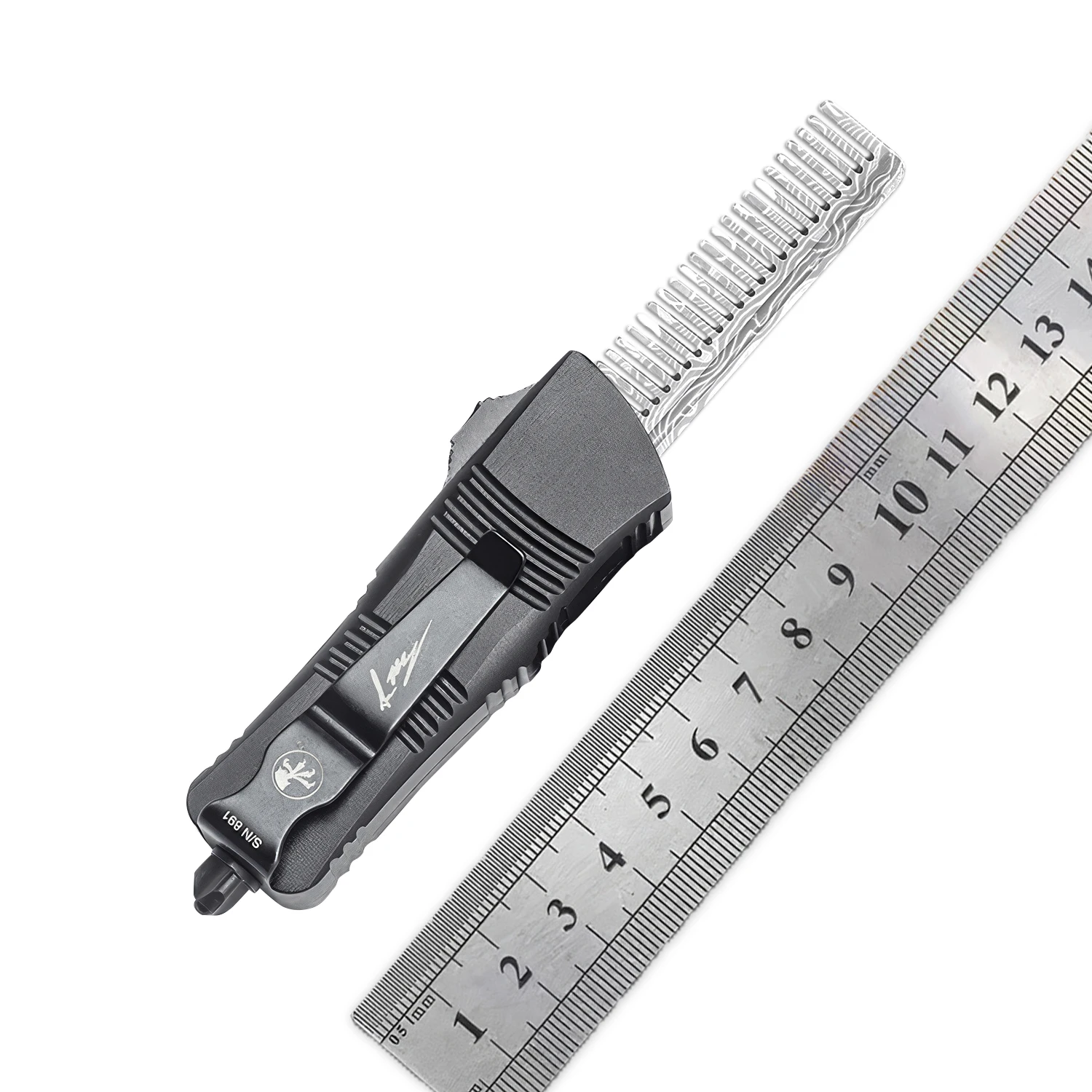 مايكرو تك ميني التنين دمشق الصلب سكين التكتيكية في الهواء الطلق الدفاع عن النفس سكين جيب سبائك الألومنيوم مقبض OTF سكين