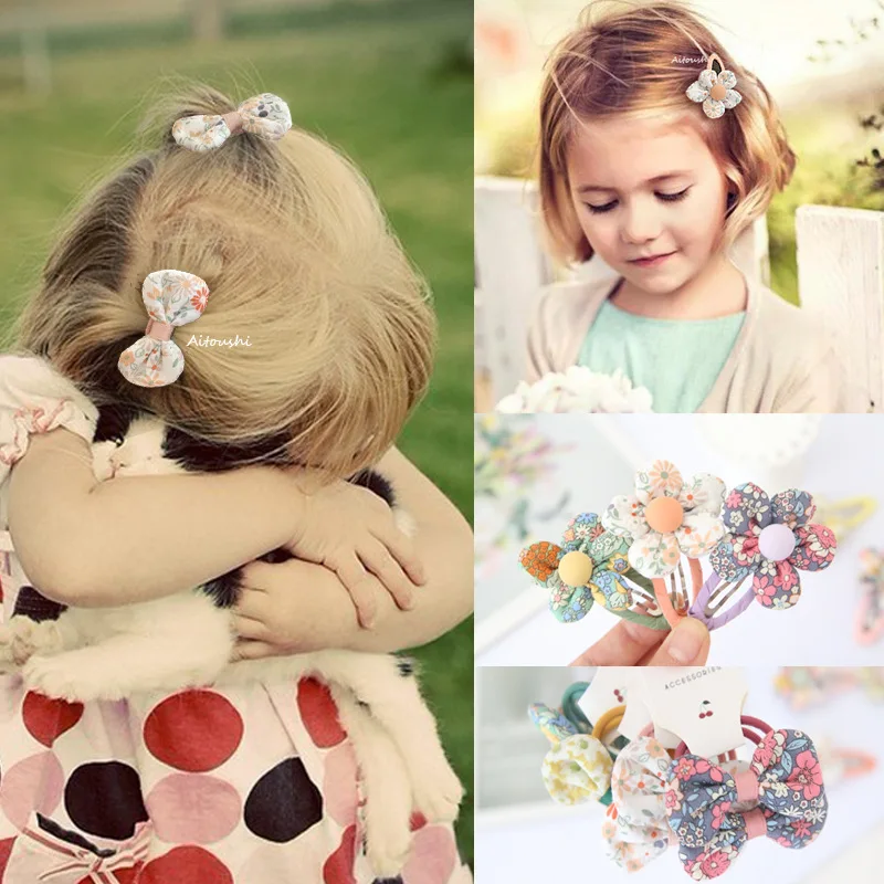 

Детские заколки для волос с цветочным бантом, тканевые резинки для волос, набор из 3 предметов, очаровательные, нескользящие, нежные для школьной вечеринки, на каждый день