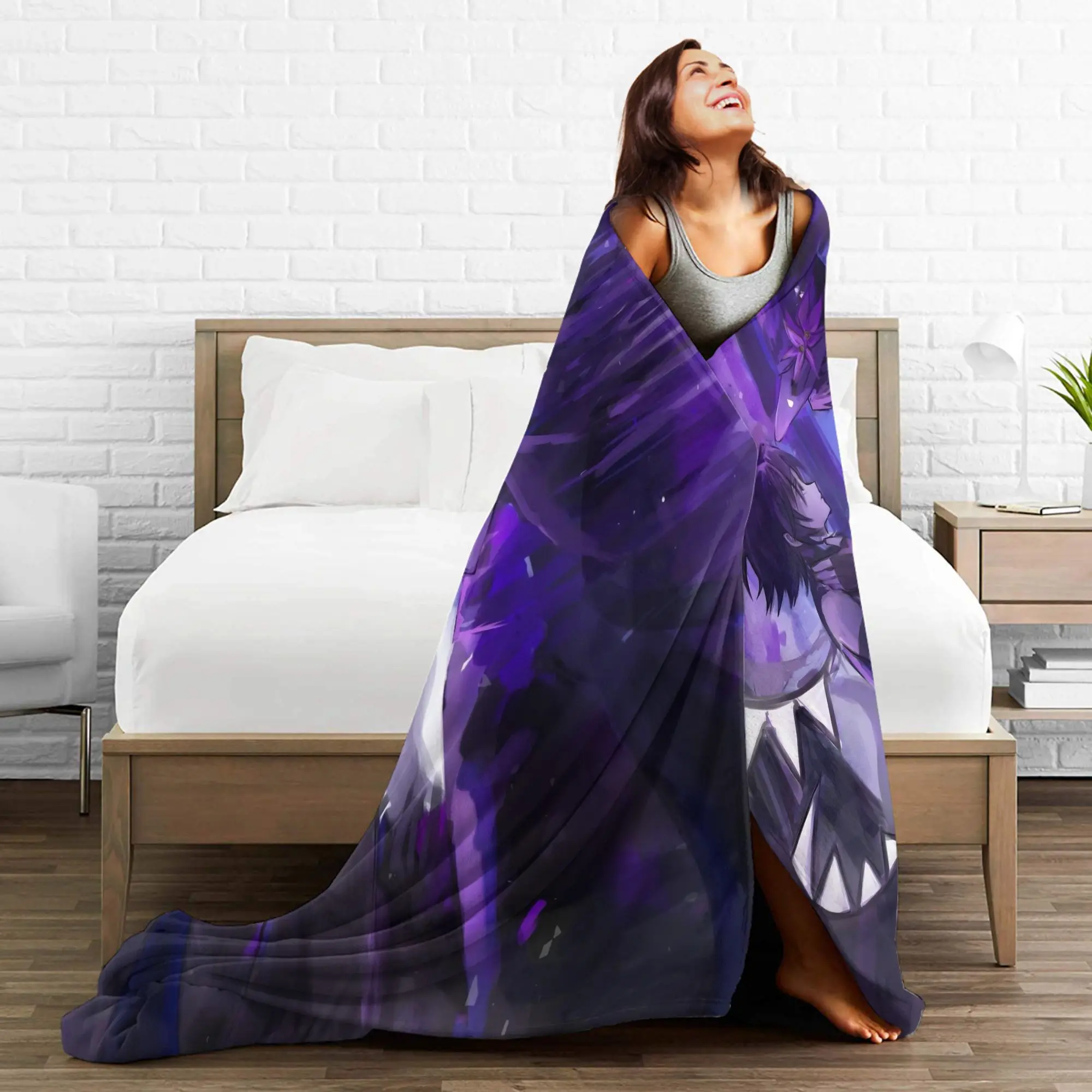 Forsaken وقتين وبطانيات محبوكة Azure الفانيلا لعبة الرعب خفيفة الوزن رقيقة رمي البطانيات لغرفة النوم أريكة لحاف المحمولة #3