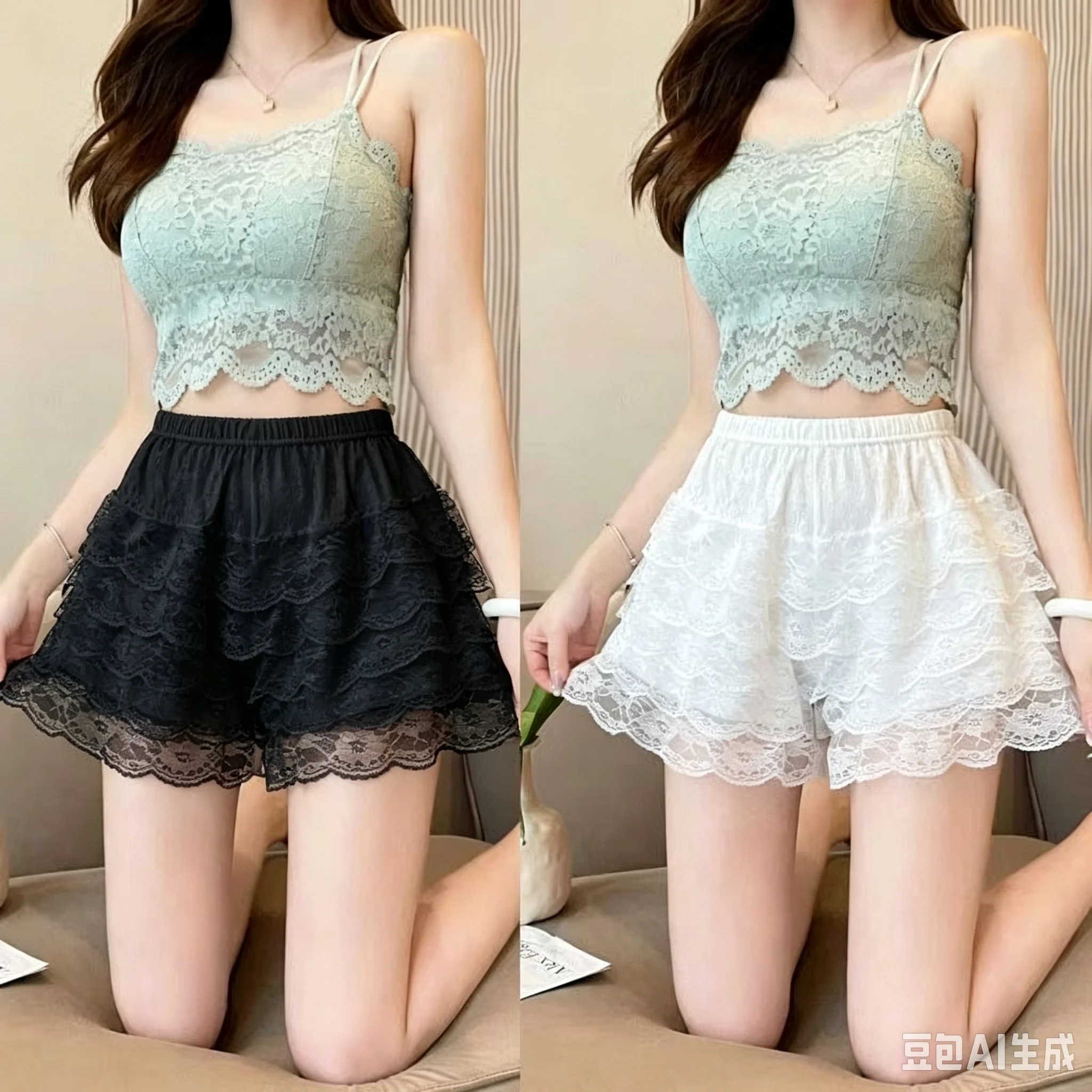 Floral Lace Lolita Safety Pants Women Summer Shorts Petticoat Underpants Girls Fashion Princess Loose Shorts