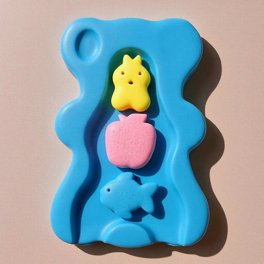 

Baby Sponge Infant Bath Mat Drying Support Cushion Skid Proof Comfy Lightweight Bear Shape Design For Newborn