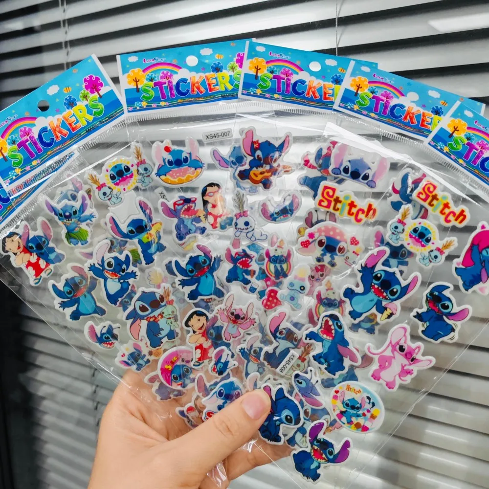 12PCS Cartoon Stitch Bubble Stickers Kawaii Anime Three Dimensional 3D Puffy Bulk Sticker Kids Girl DIY Toys Sticker Gift