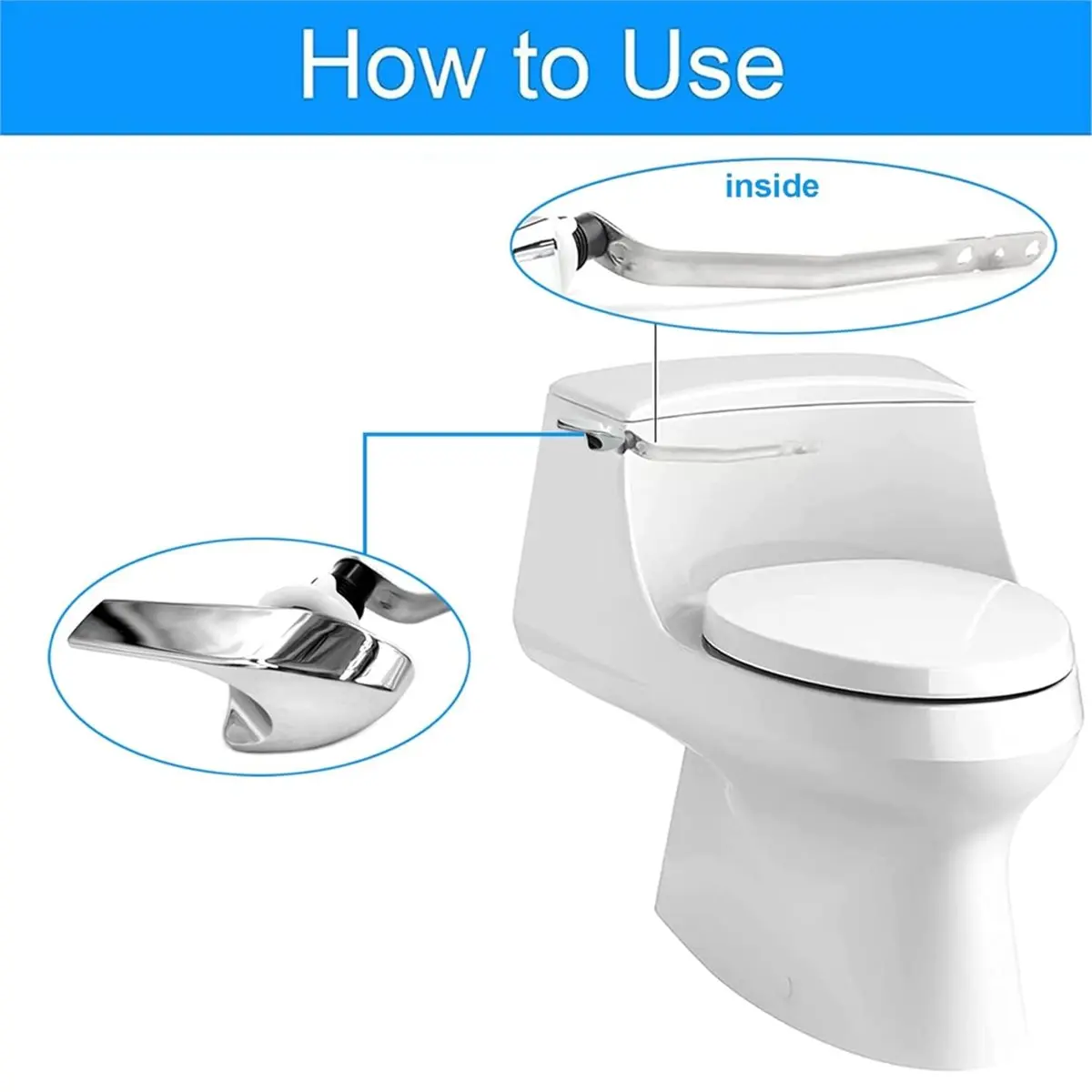 

REST Side Mount Toilet Handle Fit for 87115-CP,Toilet Flush Handle Replacement Kit Toilet Lever for Tank