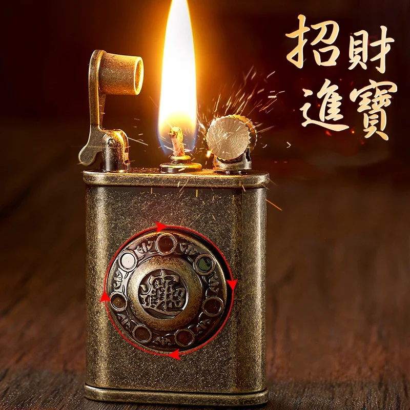 New Retro Watch Kerosene Lighter Metal Creative Gyro Wheel Flint Antique Lighter Vintage Gasoline Kerosene Lighter Men\'s Gift