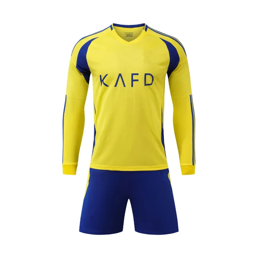 Adult Breathable Sports Set Fans Short Sleeve T-shirts+Shorts Training Wear Shirt Men Games Soccer Kits Riyadh Leisure UniformL