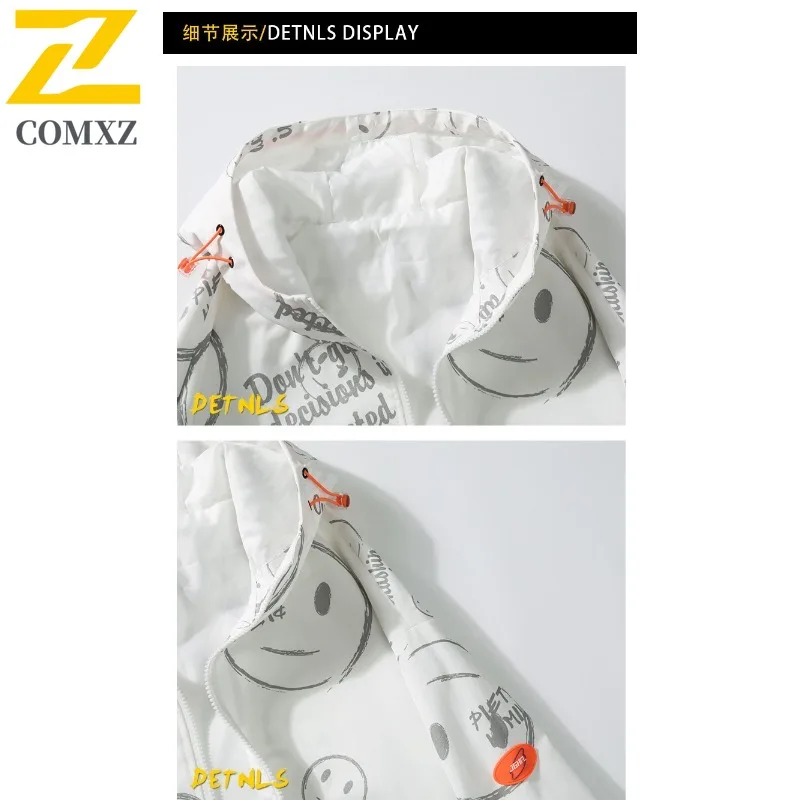 EiAO سترة واقية ابتسامة طباعة الرجال النساء العصرية فضفاضة تناسب معطف غير رسمي مقاوم للماء يندبروف الشارع الشهير للمشي لمسافات طويلة التخييم في الهواء الطلق #2