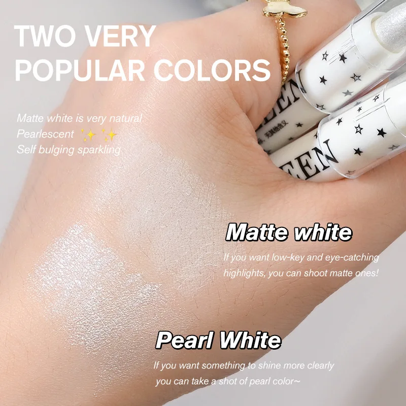 Pearl Matte White Eyeliner Pencil Eyes Head Brightening Flash Highlighter Eyeshadow Stick Waterproof Lying Silkworm Pen Cosmetic