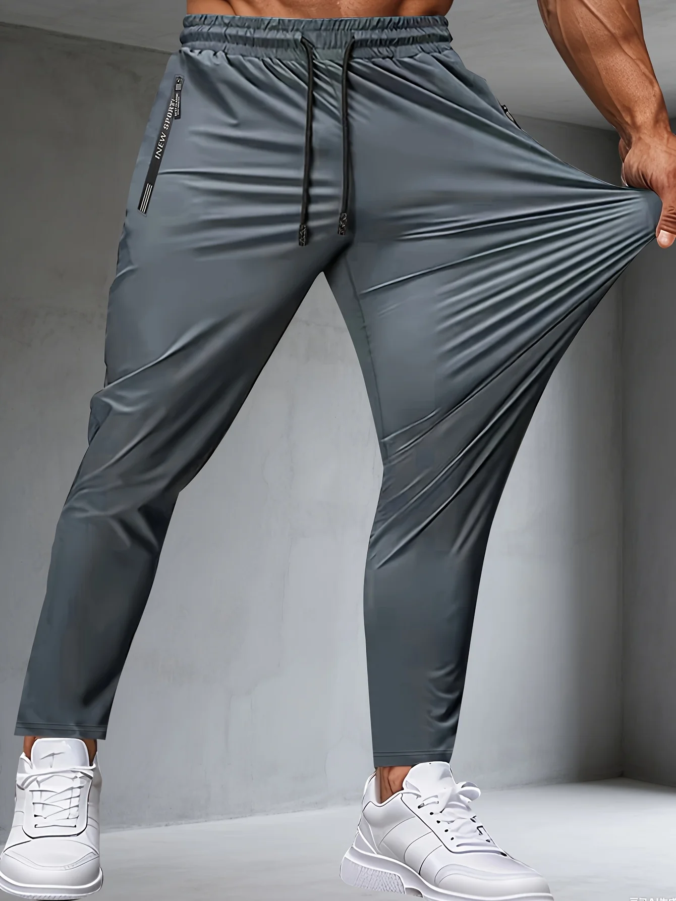 Herren Fitnesshose mit Reißverschlusstasche, Stretch-Sporthose, modische Jogginghose für Herren, zum Angeln, Wandern, als Geschenk, lockere Fußball-Sweatpants, Jogger – Detail 2
