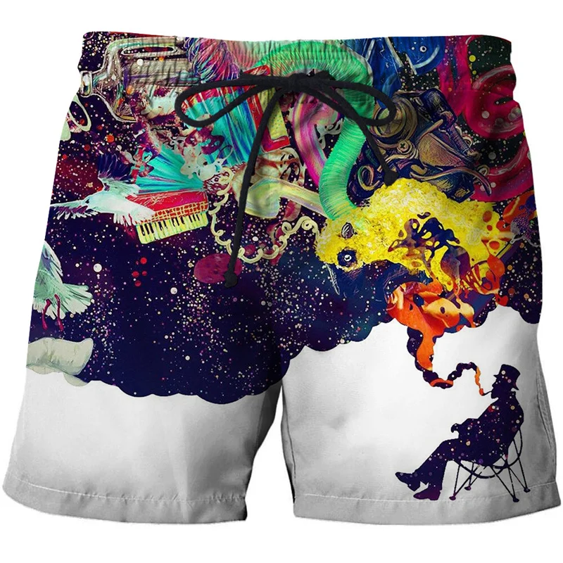 Trendy Dazzling Mushroom Short Pants Men Women Kid 3D Printed Swim Trunks Beach Shorts Skateboard Sport Casual Loose Shorts