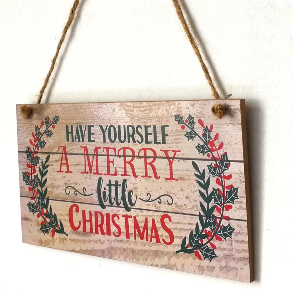 

1Pcs Wooden Christmas Door Hanging Ornament Bright Bling Style 20x10x0.5cm Festive Holiday Decor Door Window Wall Decoration