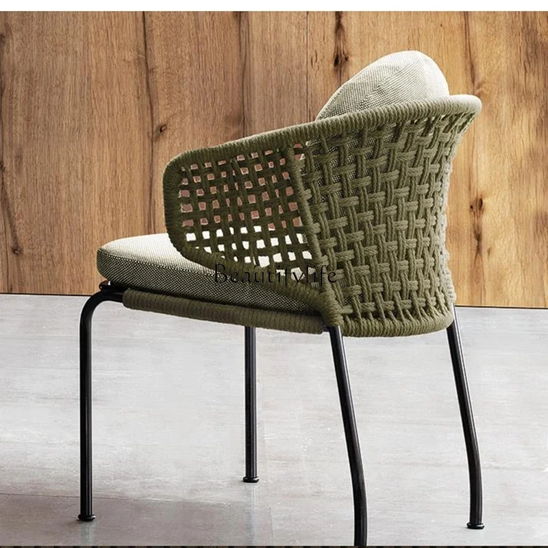 

Single European Garden Chairs for Courtyard Sun Protection Hollow Backrests Outdoor Furniture Rattan Patio