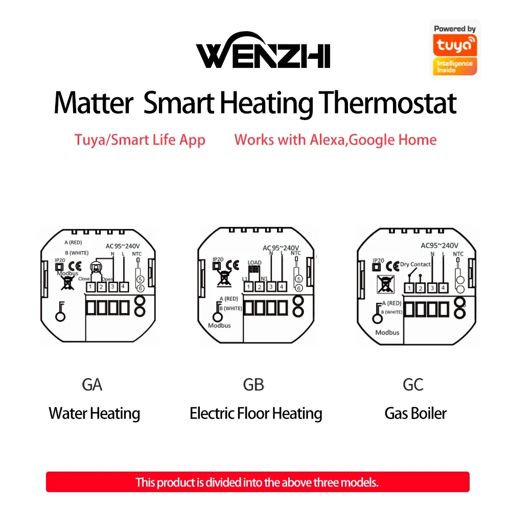 Matter Warm Floor Room Heating Thermostat Temperature Controller Water/Electric/Gas Boiler Tuya Smart Life Alexa Home Homekit