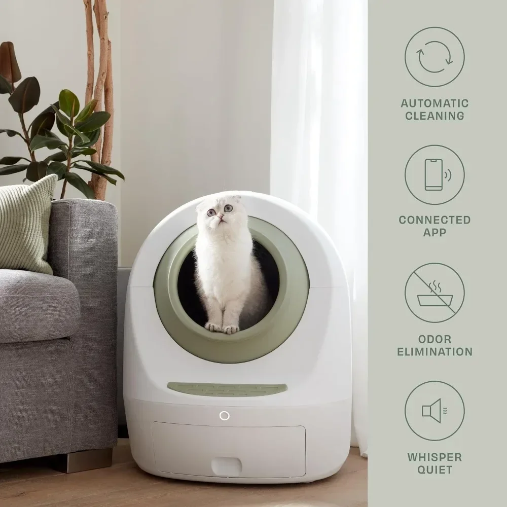 Leo Loo Too Self-Cleaning Litter Box with Anti-Pinch Sensors, Odor Removal, Health Monitoring and Hands-Free App Control