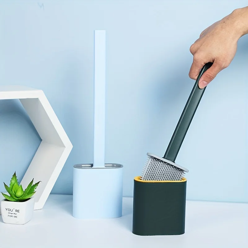 1pc Silicone toilet brush without blind spots, household bathroom daily cleaning set, wall mounted toilet washing tool brush
