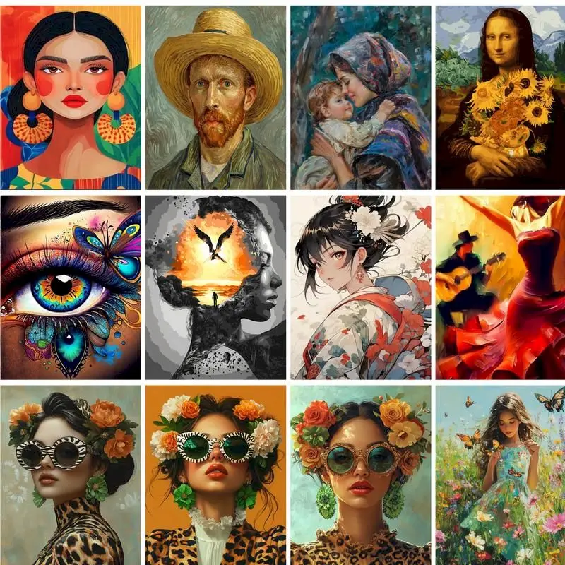 

GATYZTORY Frame Paint By Number Figure Drawing On Canvas Wall Art Hand Painted DIY Picture Painting By Numbers Home Decoration