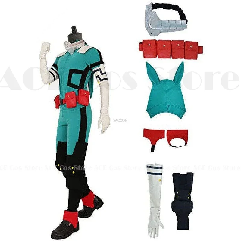 Anime Hero Cosplay Midoriya Cosplay Izuku Deku Battle Academy Costume Unisex Costume Set Wig Hair Anime Clothes XXXL