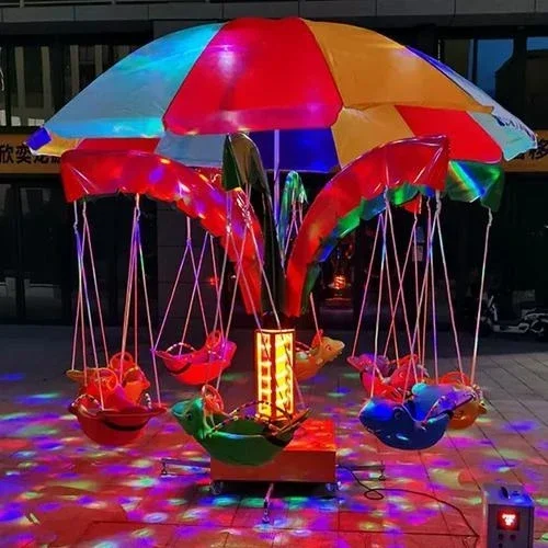 Kiddie Rides Indoor/Outdoor Amusement Park Flying Fish Carousel Ride Fiberglass and Metal Material for Shopping Malls