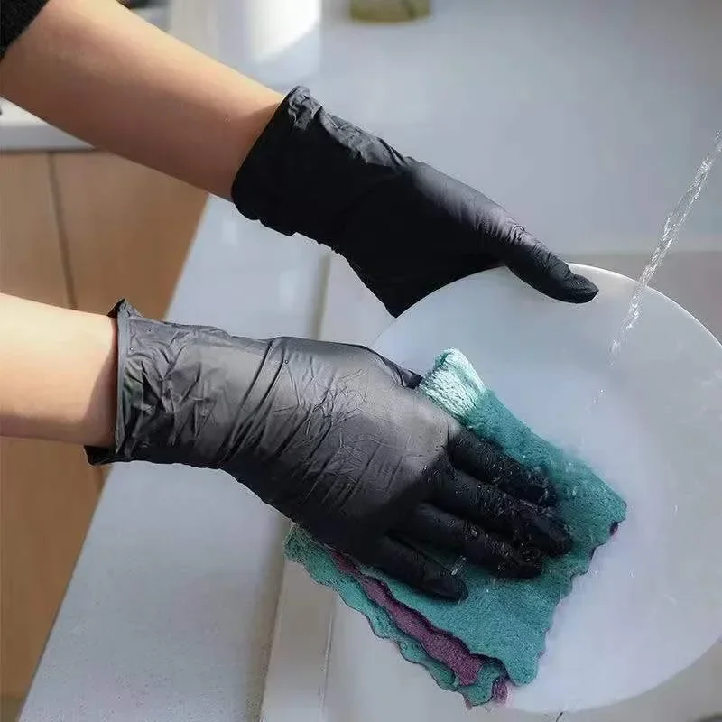 20/50/100PCS Black Nitrile Waterproof Gloves Dish Washing Kitchen Household Gloves Dog Wash Glove For Food Working Gloves