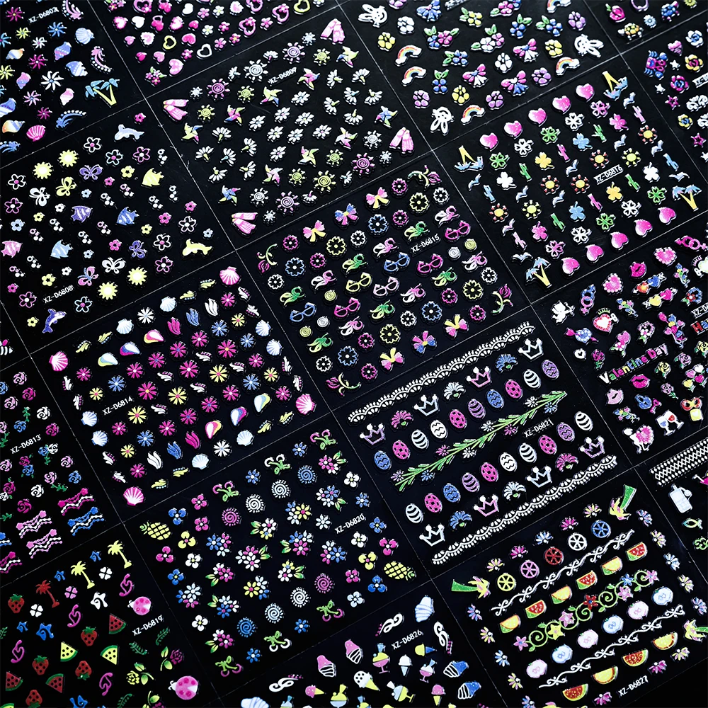 30 pezzi di fiori colorati misti fiori di ciliegio adesivi per unghie cuore floreale farfalla cursori adesivi 5.5 * 6 cm decorazione manicure