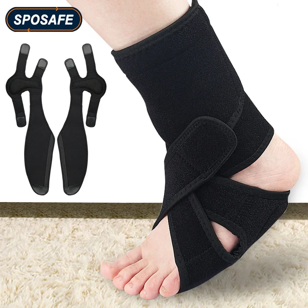 Penjepit kaki Jatuh dapat disesuaikan, penahan pergelangan kaki bernapas, meningkatkan Gait berjalan untuk pria wanita, Orthosis kaki untuk Berjalan 1 buah