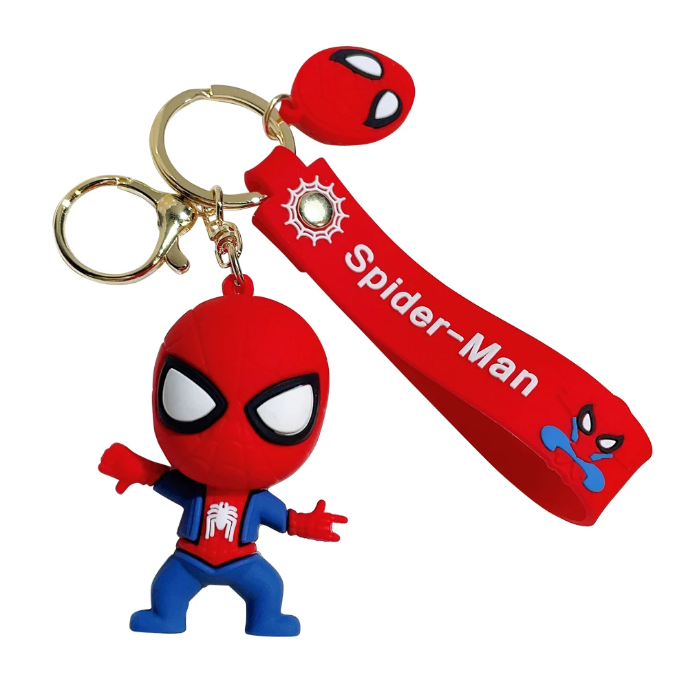 Marvel Superhero Spiderman Keychains Cartoon Spider Man Doll Keyrings Avengers Anime Figure Pendant Keyholder Car Key Chains