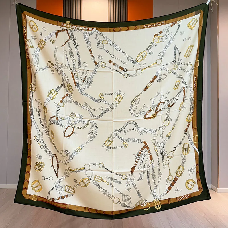 

High-end Scarf - New Style 70% Wool 30% Silk Women's Scarf 135*135cm Elegant and Warm Large Shawl for Autumn and Winter Headscar