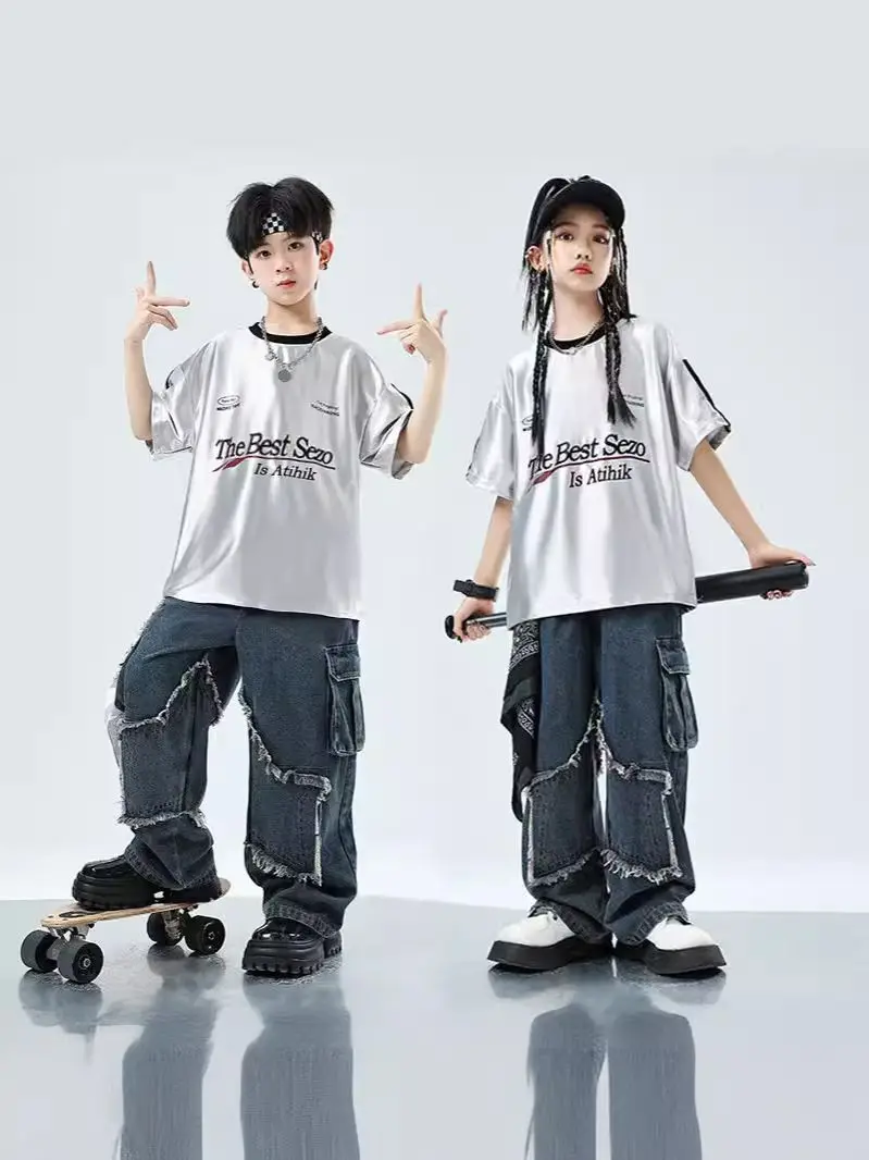 

Kids' Hiphop Outfit Hiphop Hipster Outfit Boys' Hiphop Cowboy O Neck Outfit Blast Street Jazz Catwalk Summer