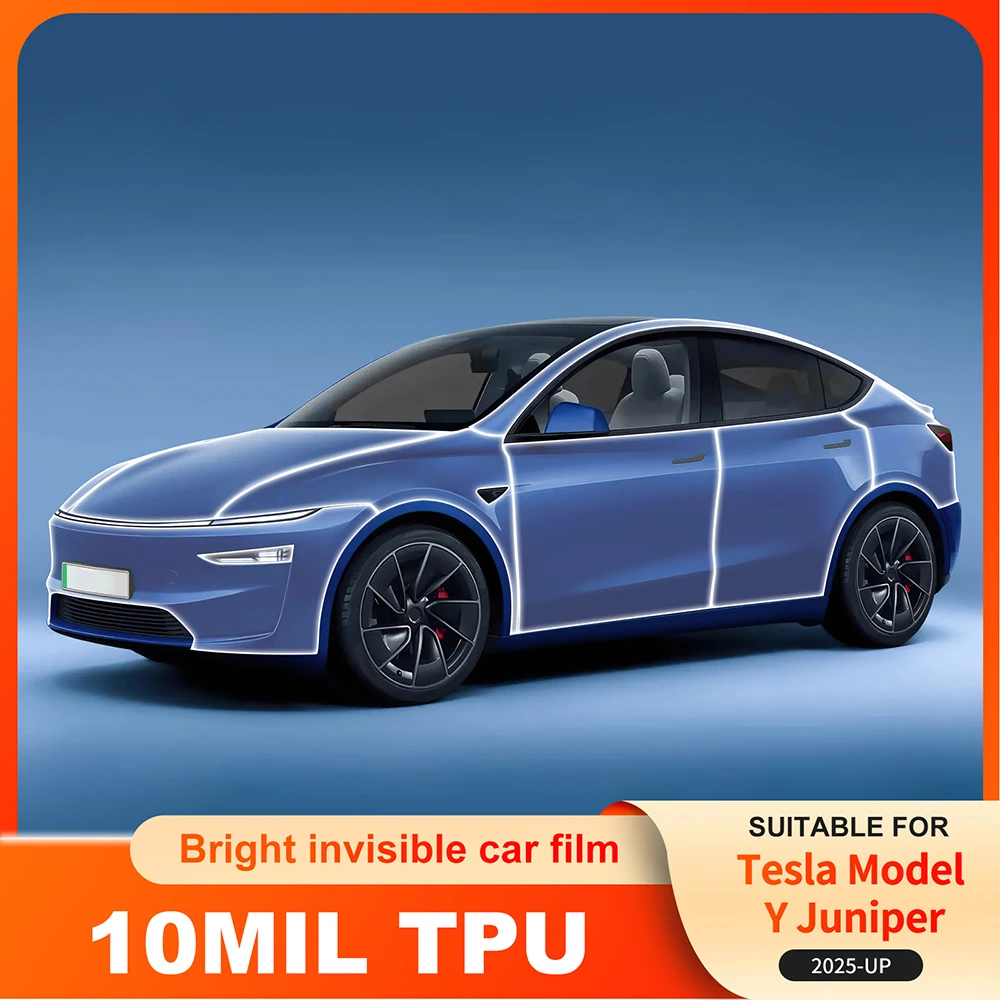 

10 мил, устойчивая к царапинам защитная пленка из ТПУ для автомобильной краски для Tesla Model Y Juniper 2025 2026-up, прозрачный бюстгальтер, наклейка PPF, аксессуары
