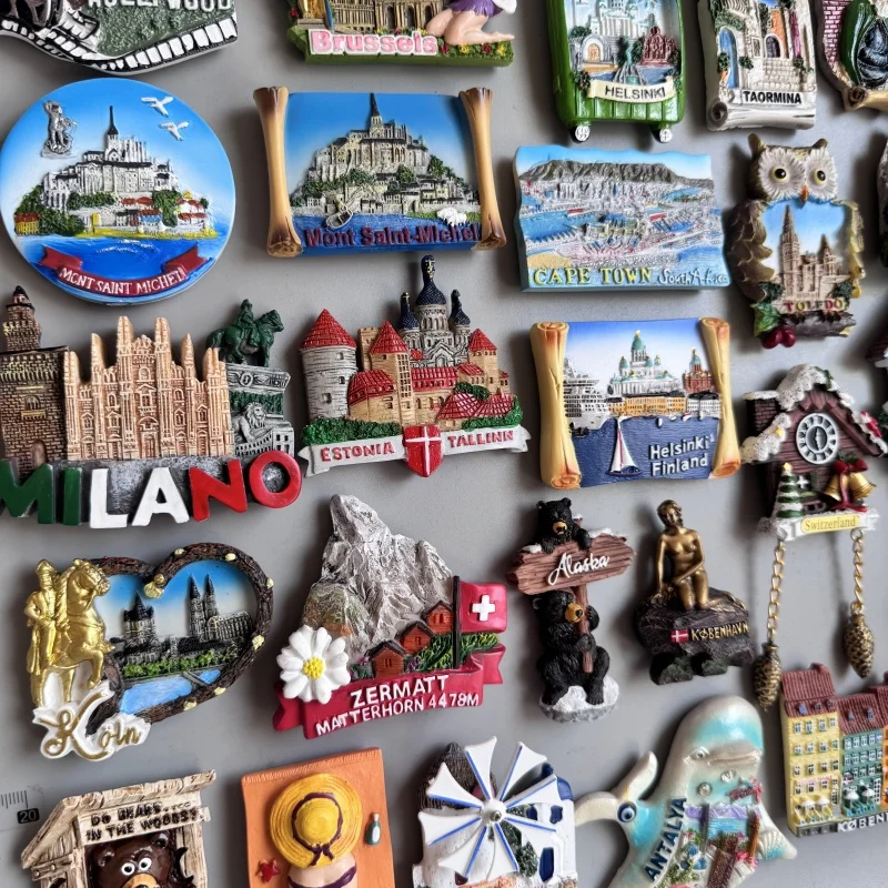 Fridge Magnets Turkey Helsinki Alaska Taormina Milano Mont Saint-Michel Cape Town Toledo Austria Koln Zermatt Bahamas Estonia