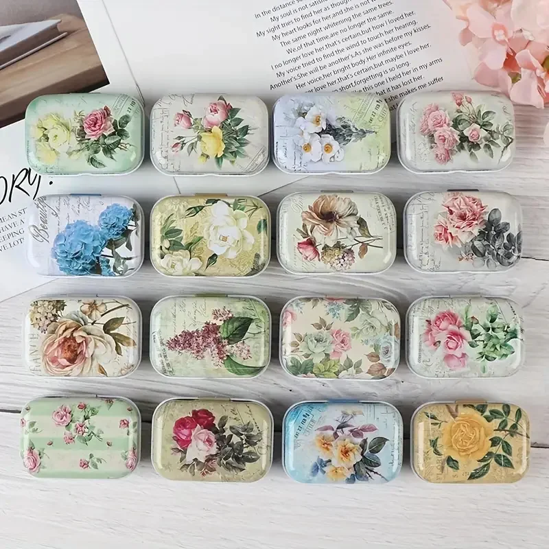 1/10pcs Christmas Mini Metal Storage Box With Lid Tin Trinket Jewelry Coin Box Candy Container Jewelry Organizer Storage Box