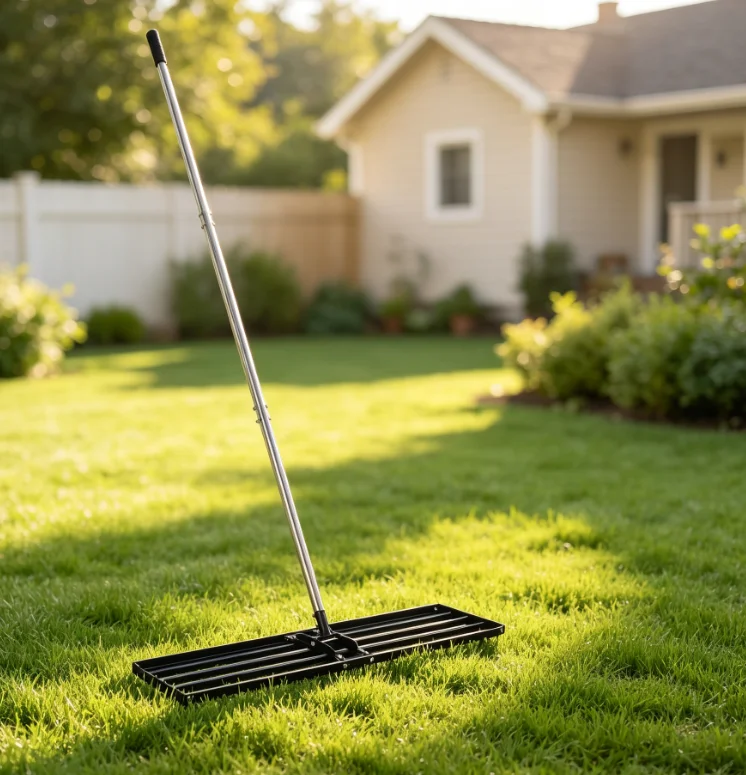 Lawn Leveling Rake, 6.5 ft Stainless Steel Handle, 45 in ×10 in Heavy‑Duty Lawn Leveler for Yard Garden Top Dressing Soil Sand