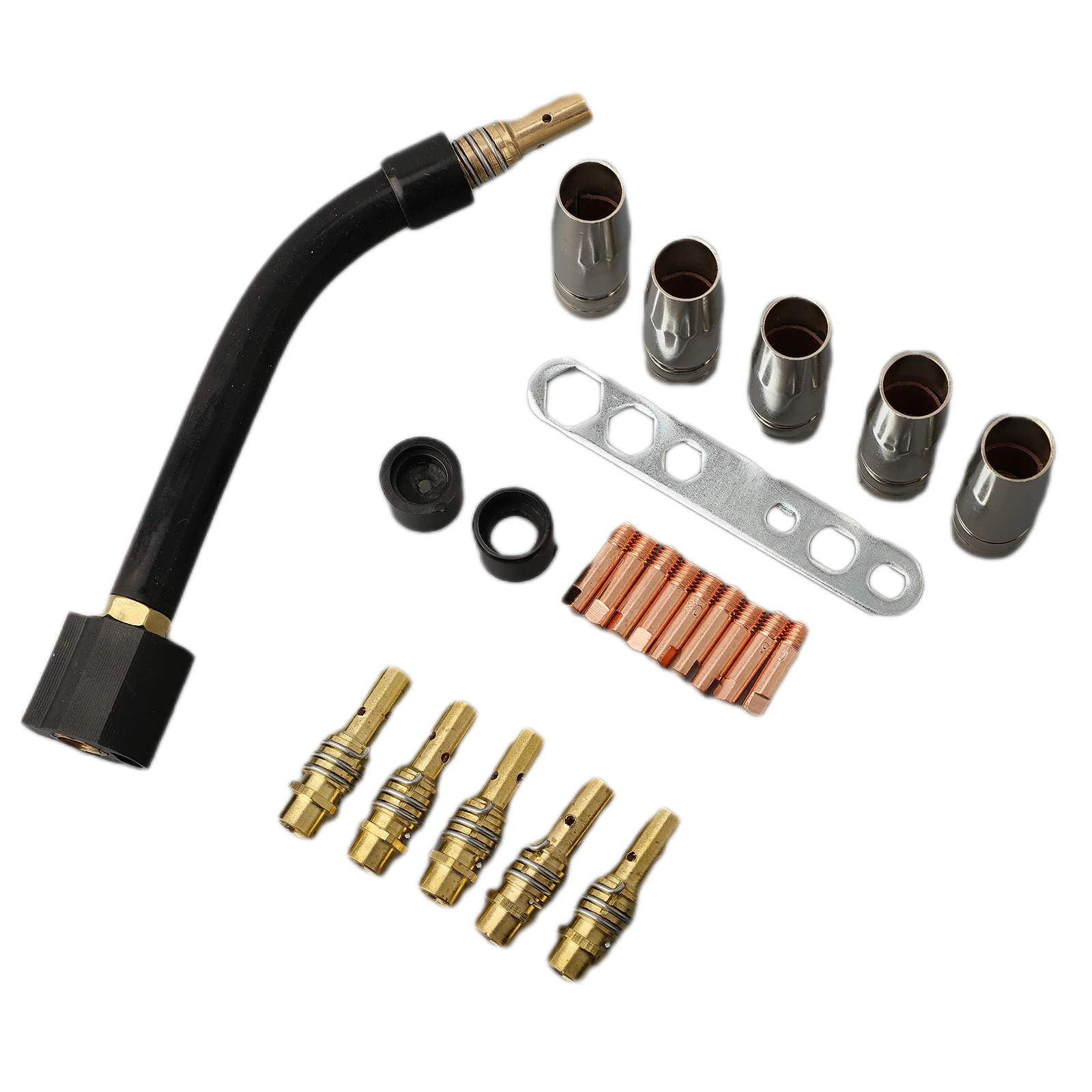 

Bakelite/Steel/Copper/Brass Construction 15AK MIGMAG M6 0 8 Welding Torch Contact Tip Holder Gas Nozzle (Pack of 24)