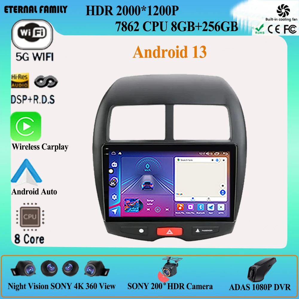 

Carplay 8G 7862 QLED Screen 2din Android Autoradio for Mitsubishi ASX 1 2010 - 2018 Car Radio Multimedia Video Player GPS Stereo