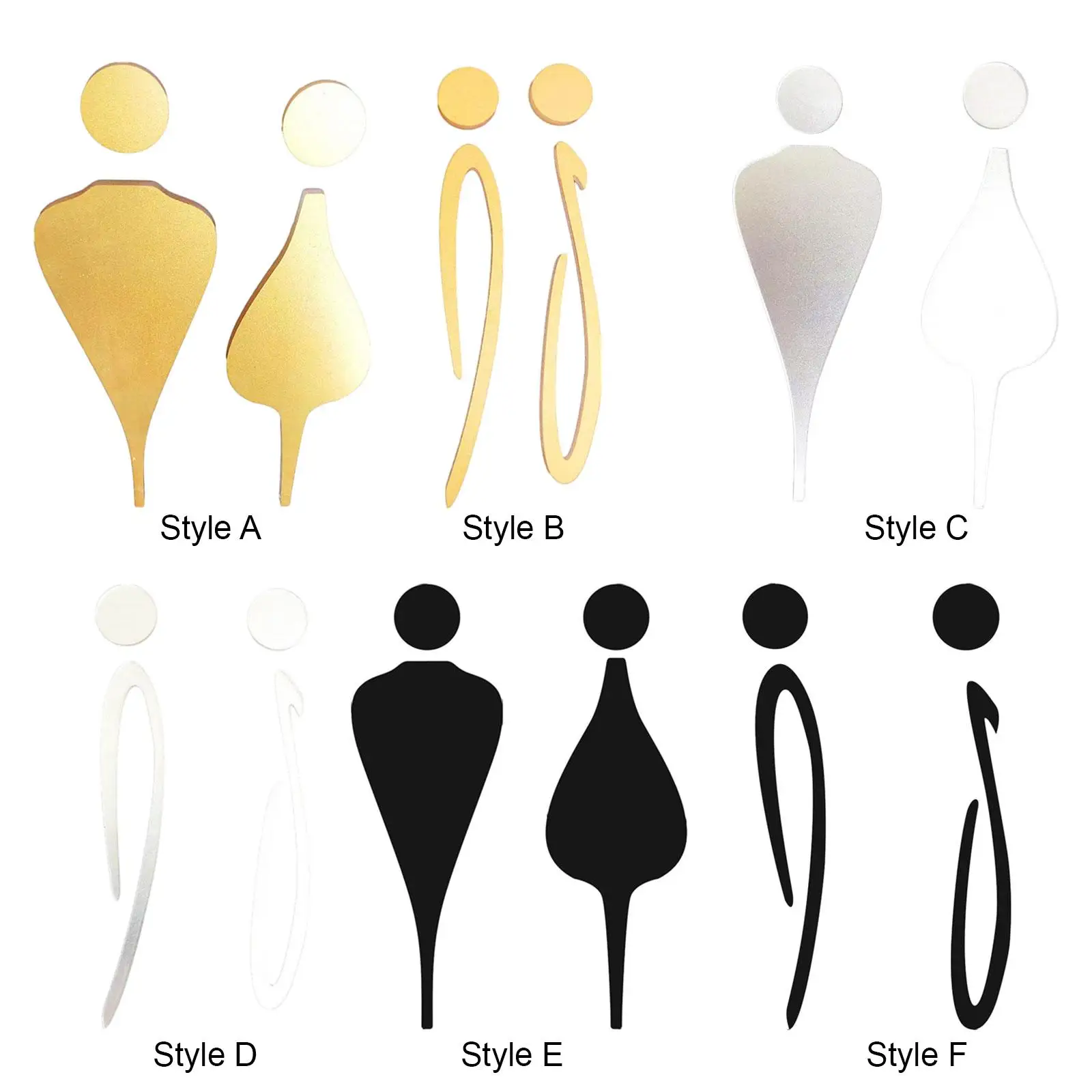 Tanda Toilet 3D Simbol Kamar Mandi Tanda Kamar Mandi Tanda Toilet Tanda Kamar Mandi untuk Kamar Mandi Tempat Umum Tempat Parkir Kamar Kecil