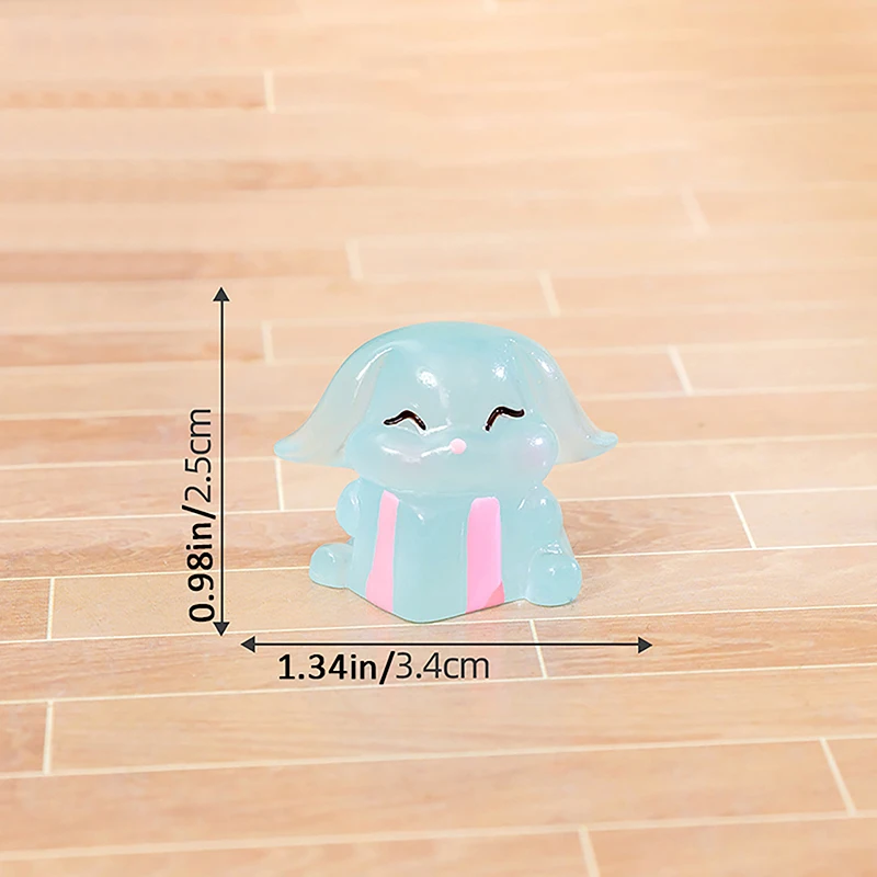 1Pc Cute Mini Luminous Rabbit Hug Gift Doll Micro Landscape Glow In The Dark Decoration Toys For Kids Resin Miniature Figurines